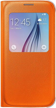Galaxy S6 S-View Cover (Deri Görünümlü) Turuncu EF-CG920POEGWW