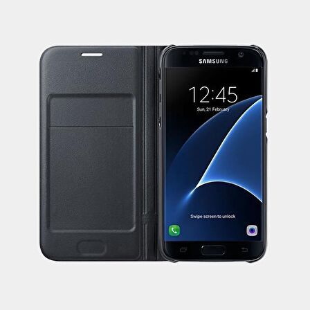 Galaxy S7 ile Uyumlu LED View Fonksiyonel Kılıf Siyah EF-NG930PBEGWW