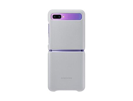 Galaxy Z Flip ile Uyumlu Deri Kılıf Gümüş Gri EF-VF700LSEGWW