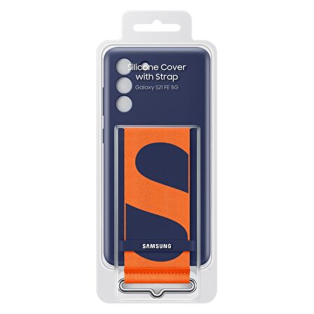 Galaxy S21 FE ile Uyumlu Kayışlı Silikon Kılıf Lacivert-EF-GG990TNEGWW