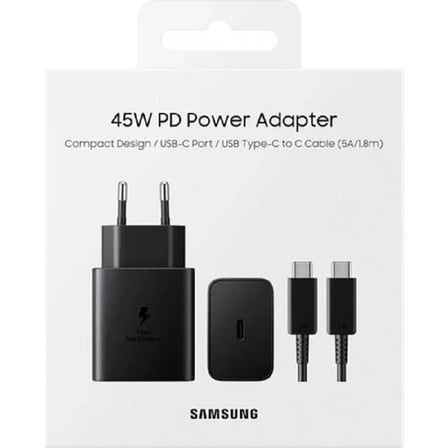 Samsung EP-T4511X Type-C Süper Hızlı Şarj Cihazı 45W Siyah Samsung Türkiye Garantili