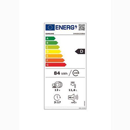 Samsung DW60DG550B00 5 Programlı Ankastre Bulaşık Makinesi