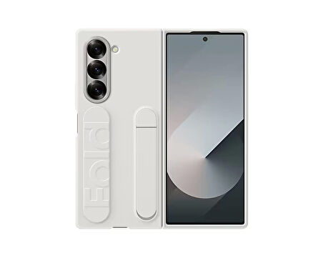 Samsung Galaxy Z Fold 6 Standlı Silikon Kılıf Beyaz