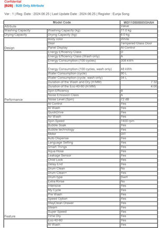 Samsung WD11DB8B85GHAH Kurutmalı Çamaşır Makinesi