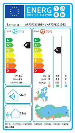 Samsung WindFree Premium Black AR70F12C1DB/SK A++ 12000 BTU Inverter Duvar Tipi Klima