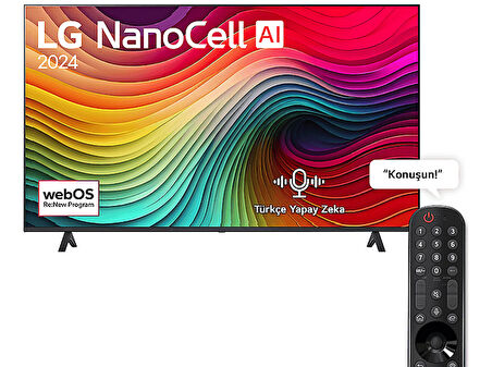 LG 65NANO81T 65 inç 165 Ekran 4K Smart AI Sihirli Kumanda HDR10 webOS24 NanoCell TV