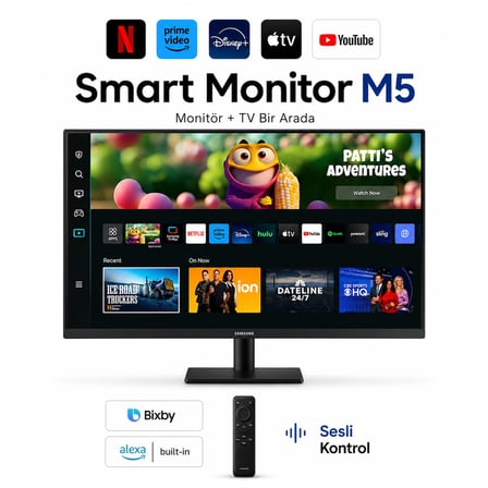 Samsung 27 Inç Full Hd 1920 x 1080 60 Hz 4 Ms Wi-Fi Bluetooth Tizen Smart Tv Uyumlu Dahili Hoparlör