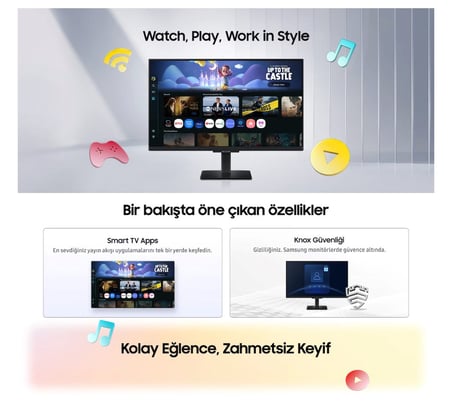 Samsung 27 Inç Full Hd 1920 x 1080 60 Hz 4 Ms Wi-Fi Bluetooth Tizen Smart Tv Uyumlu Dahili Hoparlör