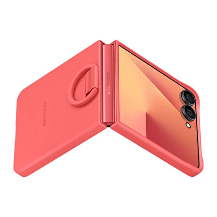 Samsung Galaxy Z Flip 7 Yüzüklü Silikon Kılıf - Kırmızı