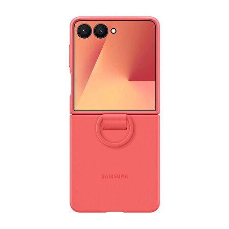 Samsung Galaxy Z Flip 7 Yüzüklü Silikon Kılıf - Kırmızı