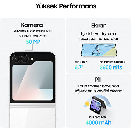 Samsung Galaxy Z Flip7 Fe 128 GB 8 GB Ram (Samsung Türkiye Garantili) Beyaz