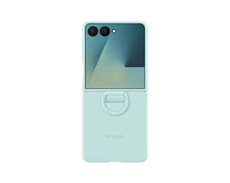 Samsung Galaxy Z Flip 7 Yüzüklü Silikon Telefon Kılıfı Mint