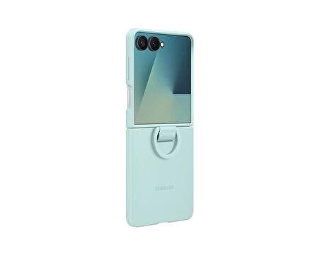 Samsung Galaxy Z Flip 7 Yüzüklü Silikon Telefon Kılıfı Mint