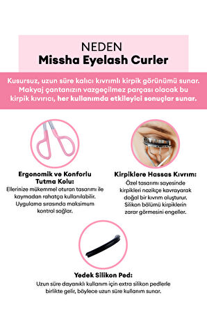 Pembe Detaylı Kirpik Kıvırıcı Eyelash Curler (Yedek Silikon Pedli)