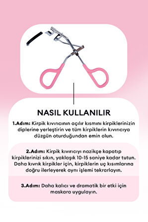 Pembe Detaylı Kirpik Kıvırıcı Eyelash Curler (Yedek Silikon Pedli)