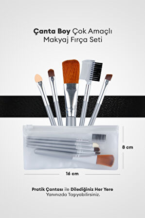 Çanta Boy Çok Amaçlı Makyaj Fırça Seti Brush Set (Gray) (5Adet)