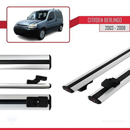Citroen Berlingo (M59) 2003-2008 Arası ile Uyumlu BASIC Model Ara Atkı Tavan Barı Gri 2 Adet