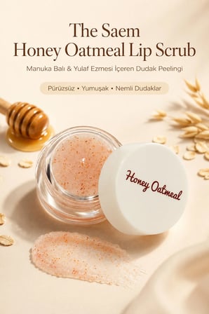 The Saem Honey Oatmeal Dudak Peelingi Manuka Balı ve Yulaf Ezmesi Özlü