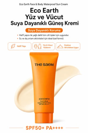 Eco Earth Face & Body Waterproof SPF 50+ PA++++ / Suya Dayanıklı Yüz & Vücut Güneş Kremi 100gr