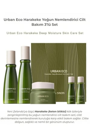 The Saem Urban Eco Harakeke 3'lü Cilt Bakım Seti Vegan Derin Nemlendirici