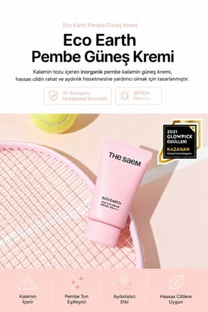 The Saem Eco Earth Pembe Güneş Kremi SPF 50+ PA++++ 50 gr