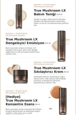 The Saem True Mushroom LX Cilt Bakım Seti 3'lü Aydınlatıcı & Kırışıklık Karşıtı