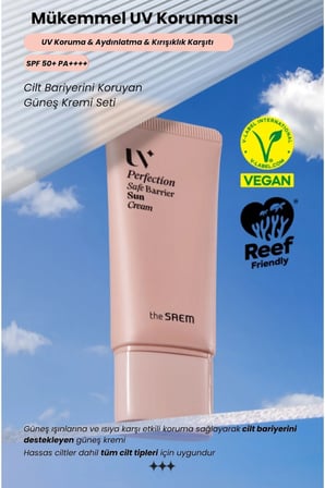 The Saem UV Perfection Safe Barrier Güneş Kremi SPF50+ PA++++ %100 Mineral Çinko Oksit Filtreli Krem Dokulu