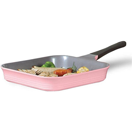 Neoflam Seramik 28 Cm Grill Tava (Romantik Pembe)