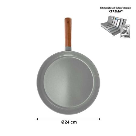 Neoflam Fika Alüminyum Döküm 24 cm Gri Tava D-NEOG124