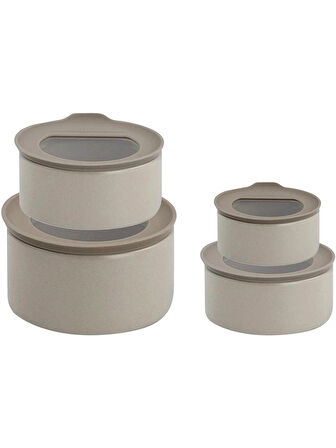Neoflam Fika One 4'lü Seramik Saklama Kabı Seti Gri