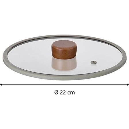 Neoflam Fika 22CM Düz Silikon Çerçeveli Cam Kapak Gri D-NEOG022