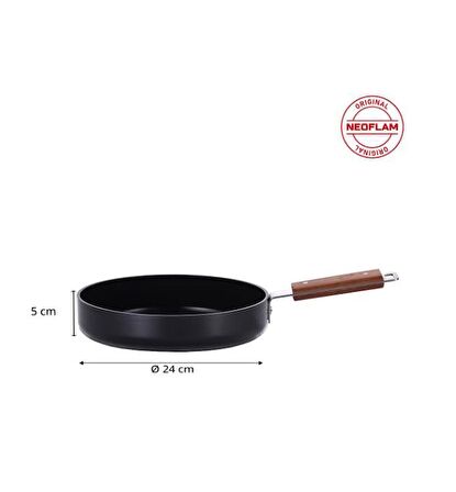 0128 D-NEOBN124 BIEN ALUMINYUM DOKUM TAVA SIYAH 24CM