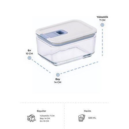 Neoflam Perfect Seal Dikdörtgen Cam Saklama Kabı Seti 4 Parça