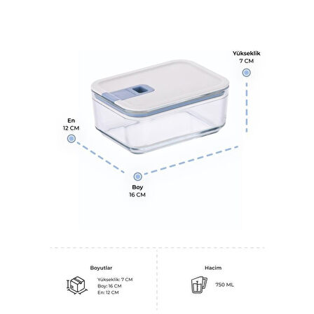 Neoflam Perfect Seal Dikdörtgen Cam Saklama Kabı Seti 4 Parça