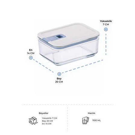 Neoflam Perfect Seal Dikdörtgen Cam Saklama Kabı Seti 4 Parça