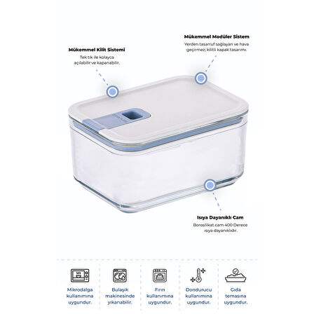 Neoflam Perfect Seal Derin Cam Saklama Kabı 1100 ml
