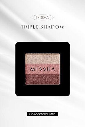 Yumuşak Dokulu, Dökülme Yapmayan 3 Renkli Göz Farı Triple Shadow No.6 (Marsala Red)