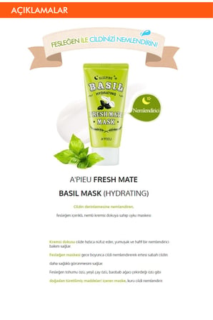 Nemlendirici Uyku Maskesi 50ml APIEU Fresh Mate Basil Mask (Hydrating)