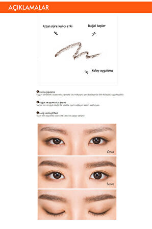 Uzun Süre Kalıcı Asansörlü Kaş Kalemi  Perfect Eyebrow Styler (Dark Brown)