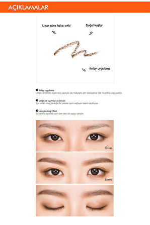 Uzun Süre Kalıcı Asansörlü Kaş Kalemi  Perfect Eyebrow Styler (Brown)