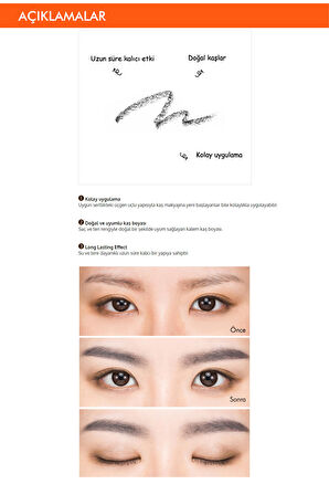 Uzun Süre Kalıcı Asansörlü Kaş Kalemi  Perfect Eyebrow Styler (Black)