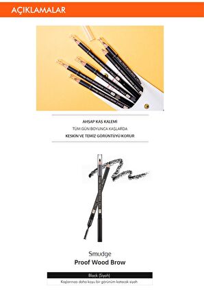 Bulaşmayan Kalıcı Doğal Kaş Kalemi  Smudge Proof Wood Brow (Black)