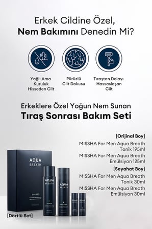 Erkeklere Özel Yoğun Nem Sunan Tıraş Sonrası Bakım Seti MISSHA For Men Aqua Breath Set