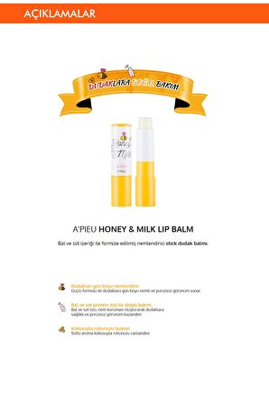 Süt ve Bal Özlü Nemlendirici Dudak Balmı APIEU Honey & Milk Lip Balm