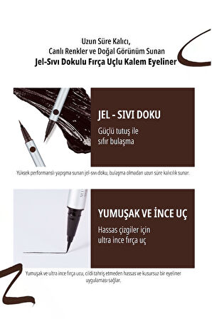 İnce Fırça Uçlu Kalem Eyeliner Natural Fix Brush Pen Liner (Brown)