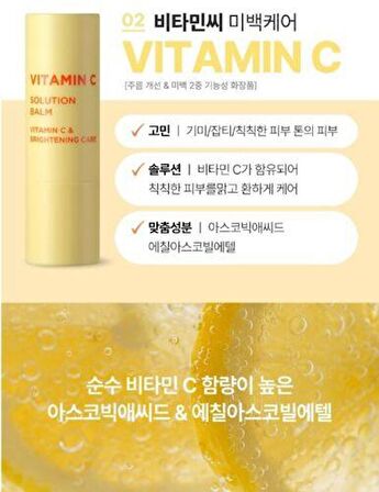 Stick Balm Yüz ve Vücut C Vitamini Aydınlatıcı Canlandırıcı Protein Kompleksi Cilt Bakımı 10 gr