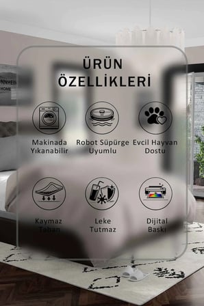 Yıkanabilir Kaymaz Taban Dijital Baskılı Halı ve Yolluk – Leke Tutmaz Salon & Mutfak Halısı