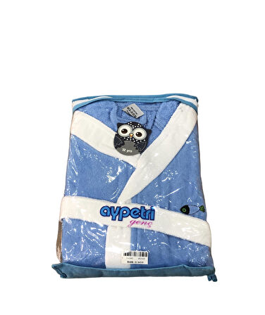 Kadife Kapüşonlu Kız - Erkek Çocuk Bornozu Pamuklu 