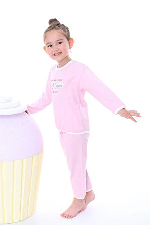 Somon Beautiful And Happy Desenli Kız Çocuk Pijama Takımı