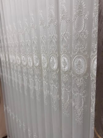 NİVEMESHOME HAZEL APLİK3 EKRU 1/2,5 PİLELİ BAMBU TÜL PERDE
